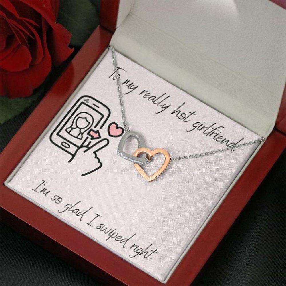 Girlfriend Necklace, Gift Necklace With Message Card To Girlfriend Swiped Right Gifts For Friend Rakva