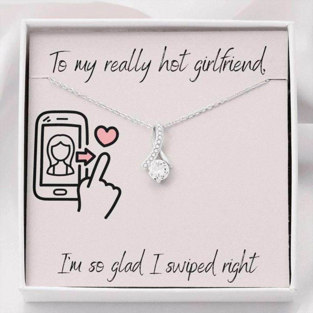 Girlfriend Necklace, Gift Necklace With Message Card To Girlfriend Swiped Right The Gifts For Friend Rakva