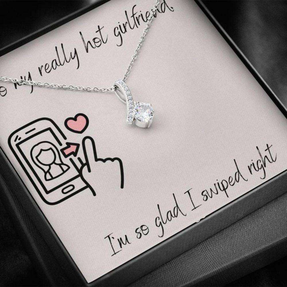 Girlfriend Necklace, Gift Necklace With Message Card To Girlfriend Swiped Right The Gifts For Friend Rakva