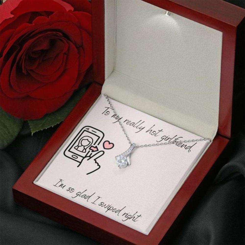 Girlfriend Necklace, Gift Necklace With Message Card To Girlfriend Swiped Right The Gifts For Friend Rakva