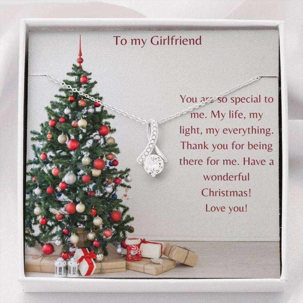 Girlfriend Necklace, Gift Necklace With Message Card To My Girlfriend Christmas Tree Beauty Necklace Gifts For Friend Rakva