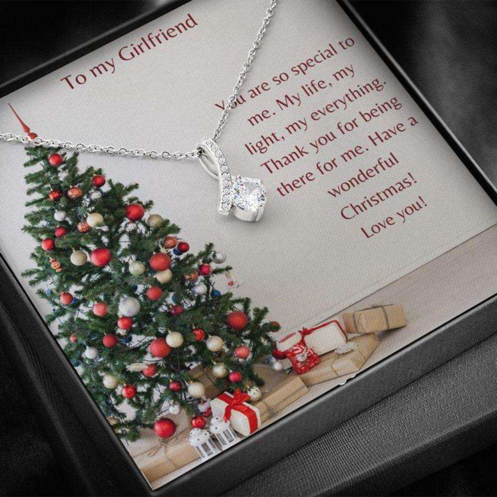 Girlfriend Necklace, Gift Necklace With Message Card To My Girlfriend Christmas Tree Beauty Necklace Gifts For Friend Rakva