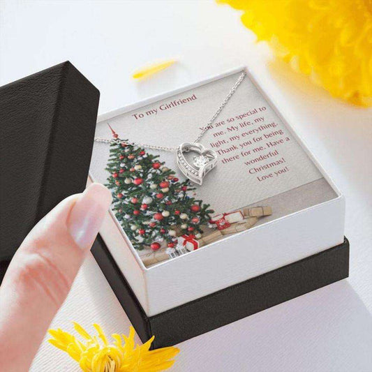 Girlfriend Necklace, Gift Necklace With Message Card To My Girlfriend Christmas Tree Heart Necklace Gifts For Friend Rakva