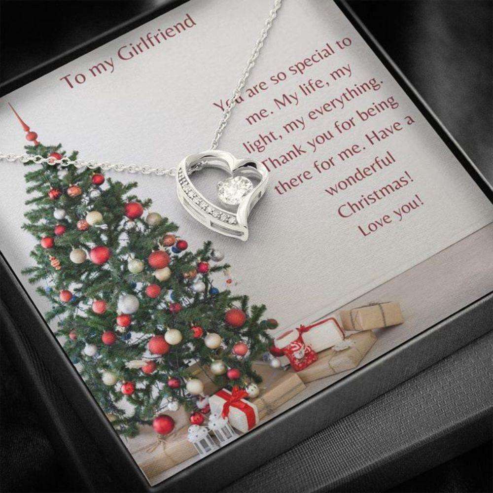 Girlfriend Necklace, Gift Necklace With Message Card To My Girlfriend Christmas Tree Heart Necklace Gifts For Friend Rakva