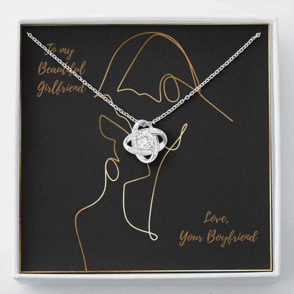 Girlfriend Necklace, Gift Necklace With Message Card To My Girlfriend Minimalist Couple Drawing Gifts For Friend Rakva