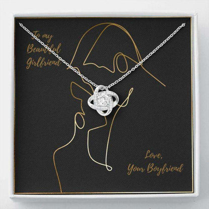 Girlfriend Necklace, Gift Necklace With Message Card To My Girlfriend Minimalist Couple Drawing Gifts For Friend Rakva