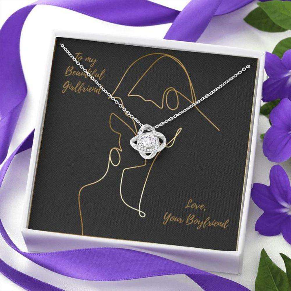 Girlfriend Necklace, Gift Necklace With Message Card To My Girlfriend Minimalist Couple Drawing Gifts For Friend Rakva