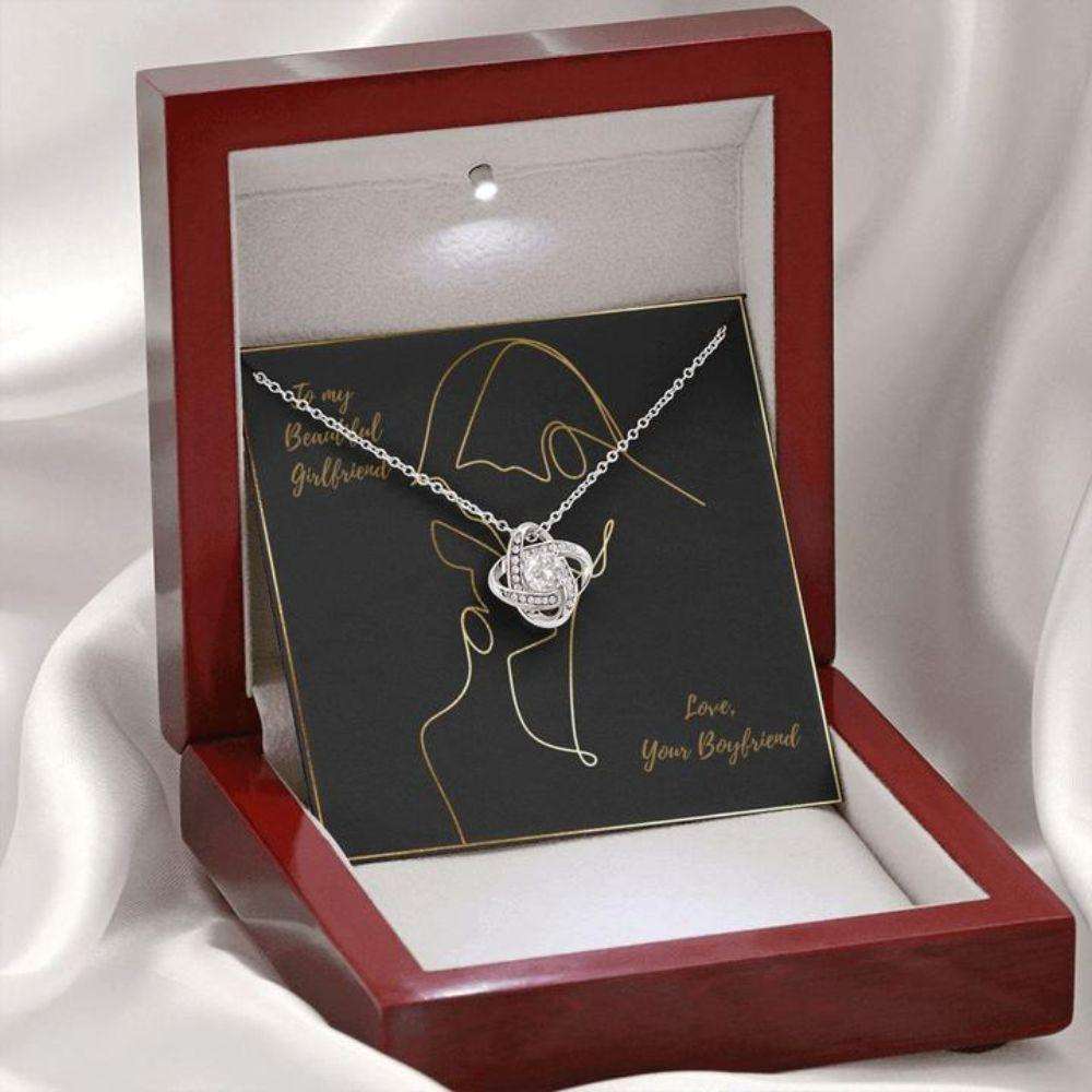 Girlfriend Necklace, Gift Necklace With Message Card To My Girlfriend Minimalist Couple Drawing Gifts For Friend Rakva