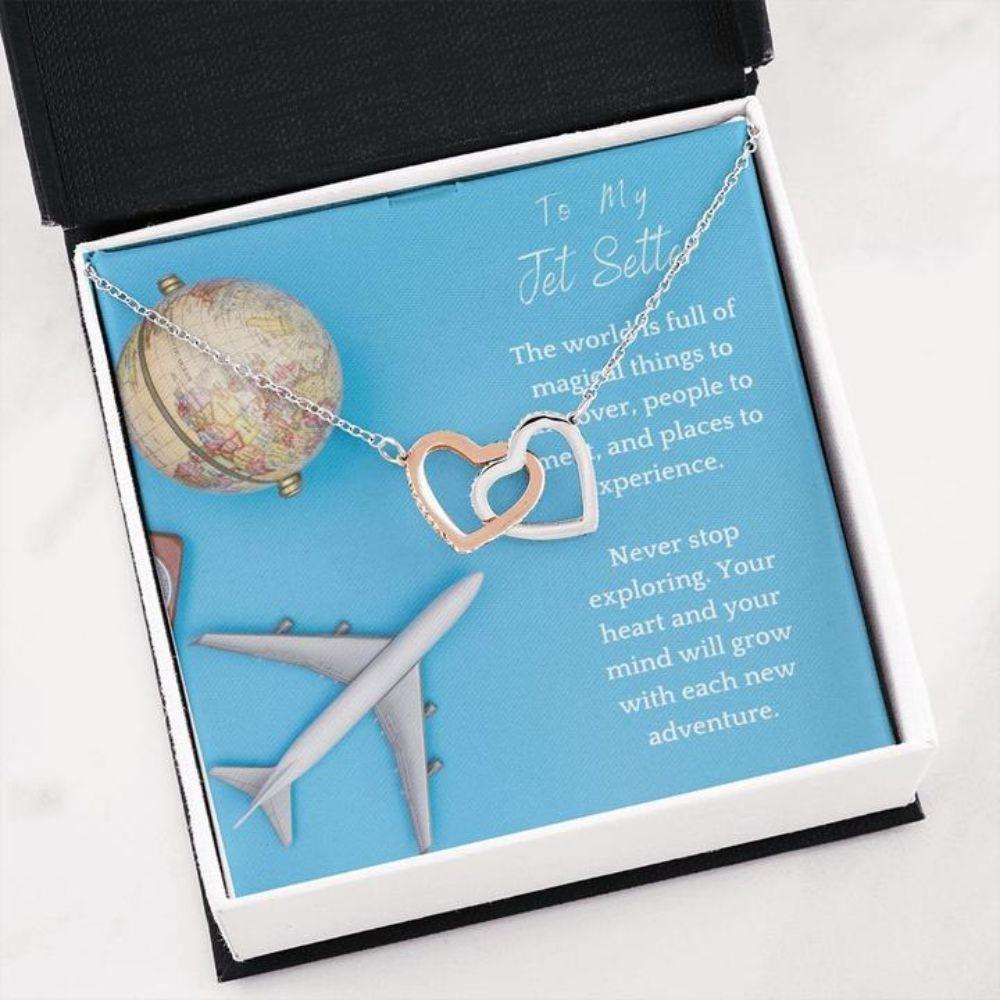 Girlfriend Necklace, Gift Necklace With Message Card To My Travel Lover Gifts For Friend Rakva