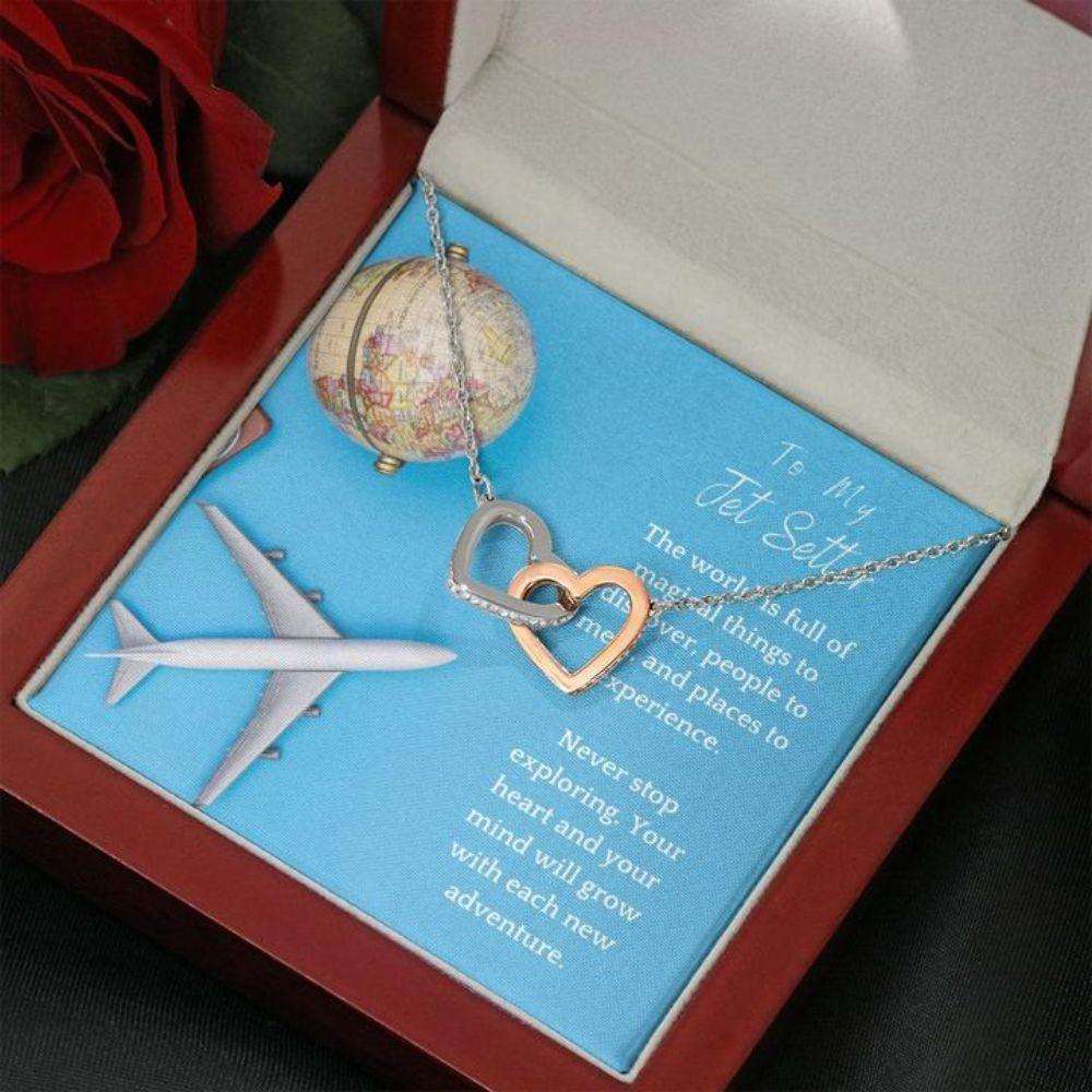 Girlfriend Necklace, Gift Necklace With Message Card To My Travel Lover Gifts For Friend Rakva