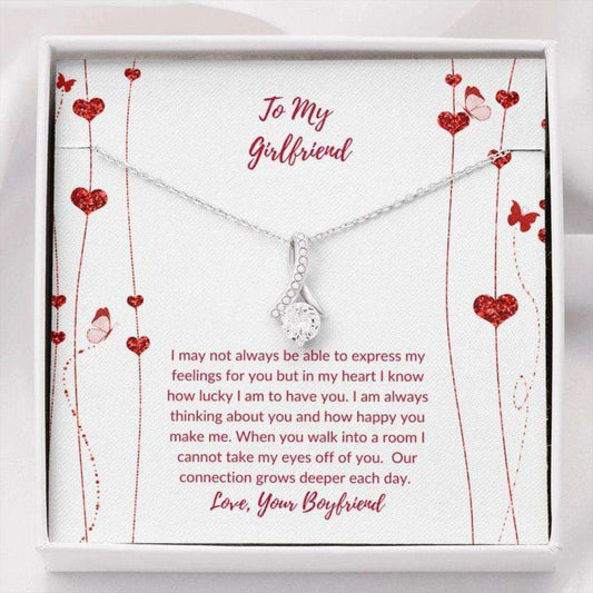 Girlfriend Necklace, Gift Necklace With Message Card Valentine’S To Girlfriend Heart Flowers Beauty Necklace Gifts For Friend Rakva