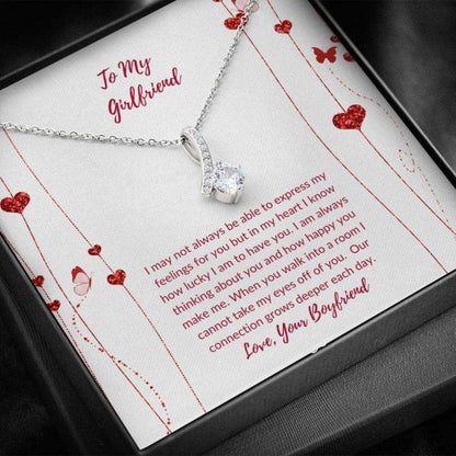 Girlfriend Necklace, Gift Necklace With Message Card Valentine’S To Girlfriend Heart Flowers Beauty Necklace Gifts For Friend Rakva