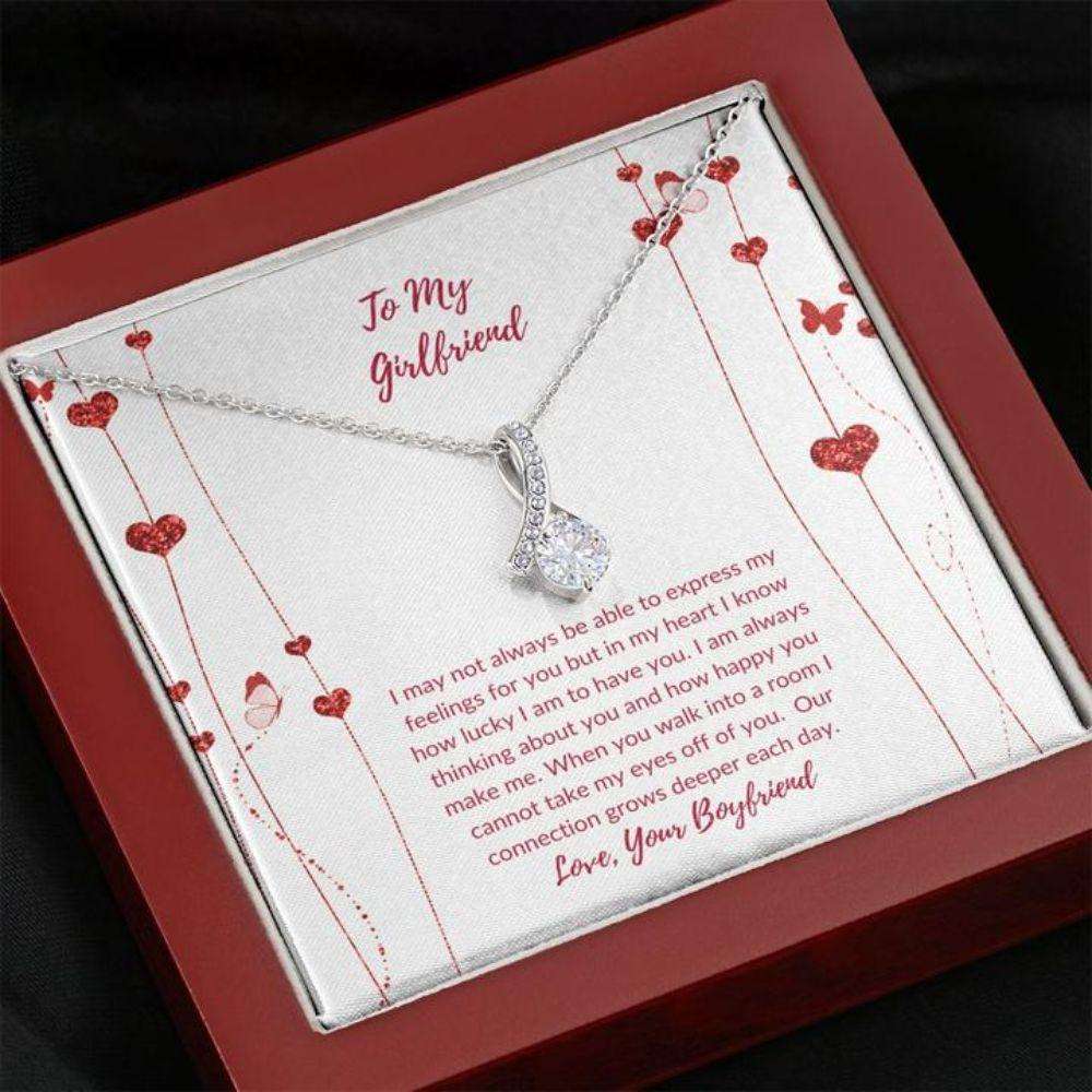 Girlfriend Necklace, Gift Necklace With Message Card Valentine’S To Girlfriend Heart Flowers Beauty Necklace Gifts For Friend Rakva