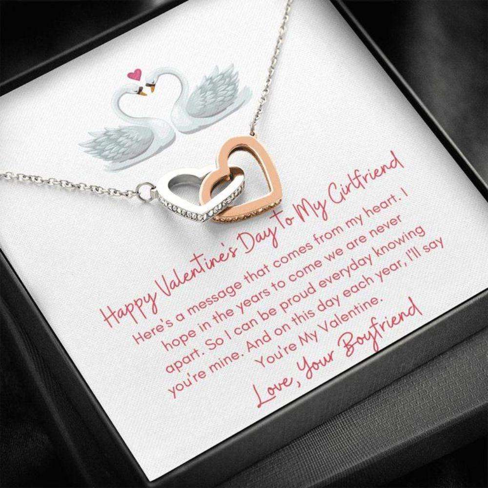 Girlfriend Necklace, Gift Necklace With Valentine’S Day Message Card To Girlfriend “ Comes From The Heart “ Interlocking Hearts Gifts For Friend Rakva