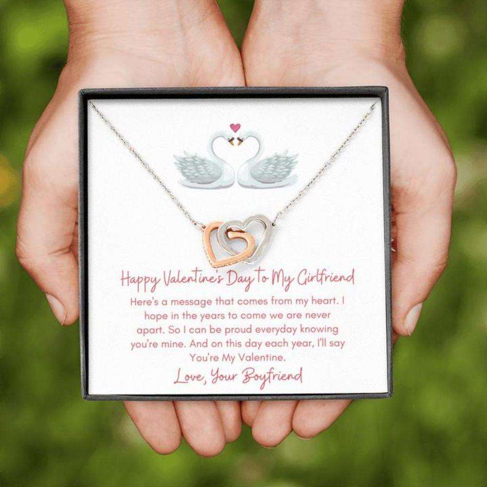 Girlfriend Necklace, Gift Necklace With Valentine’S Day Message Card To Girlfriend “ Comes From The Heart “ Interlocking Hearts Gifts For Friend Rakva