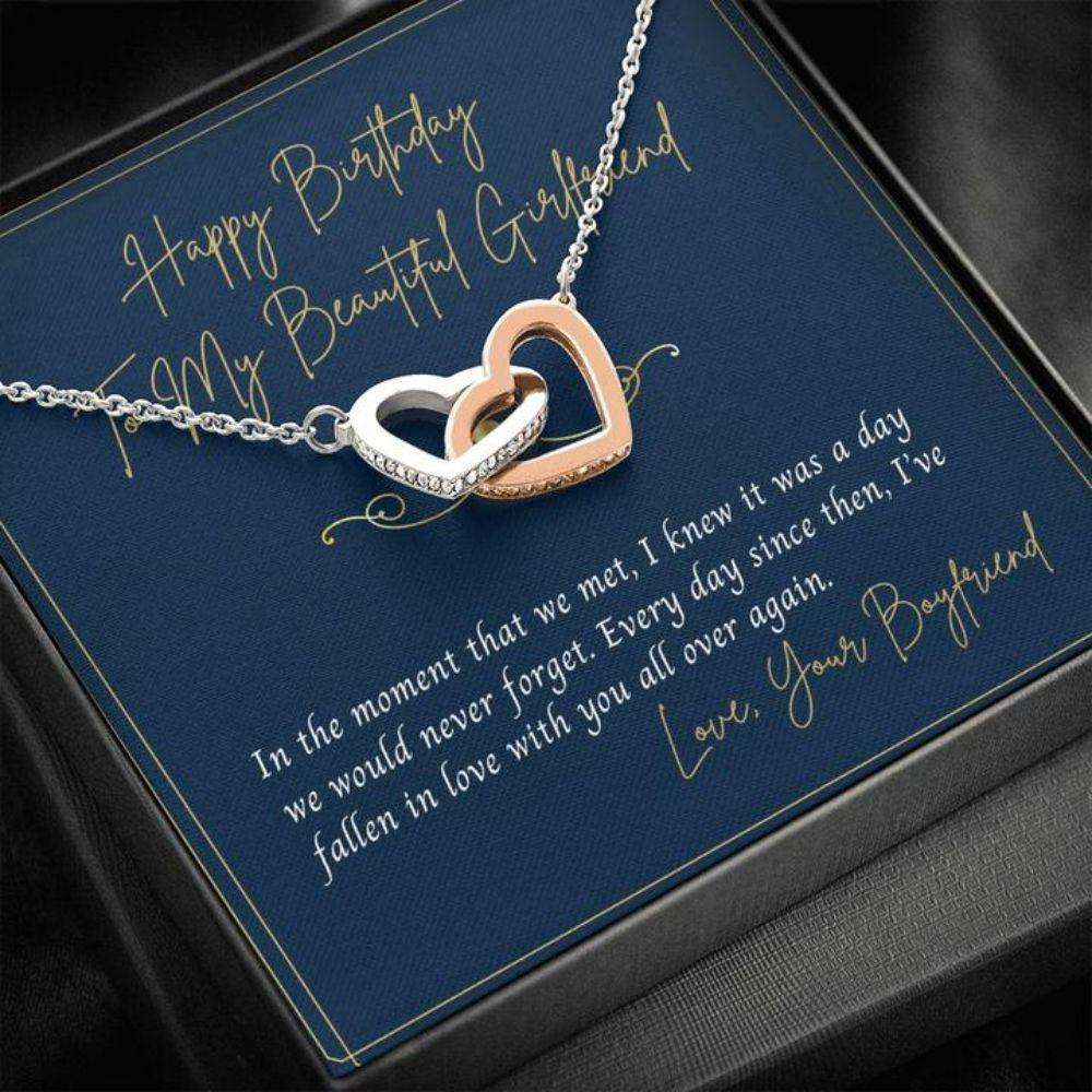 Girlfriend Necklace, Gift To My Girlfriend “ Gift Necklace Message Card “ To My Girlfriend Happy Birthday Blue And Gold Gifts For Friend Rakva