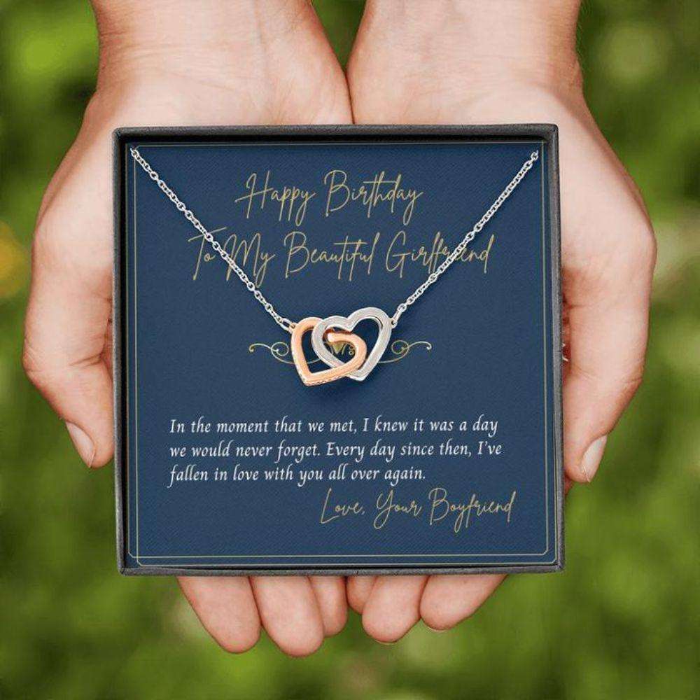 Girlfriend Necklace, Gift To My Girlfriend “ Gift Necklace Message Card “ To My Girlfriend Happy Birthday Blue And Gold Gifts For Friend Rakva