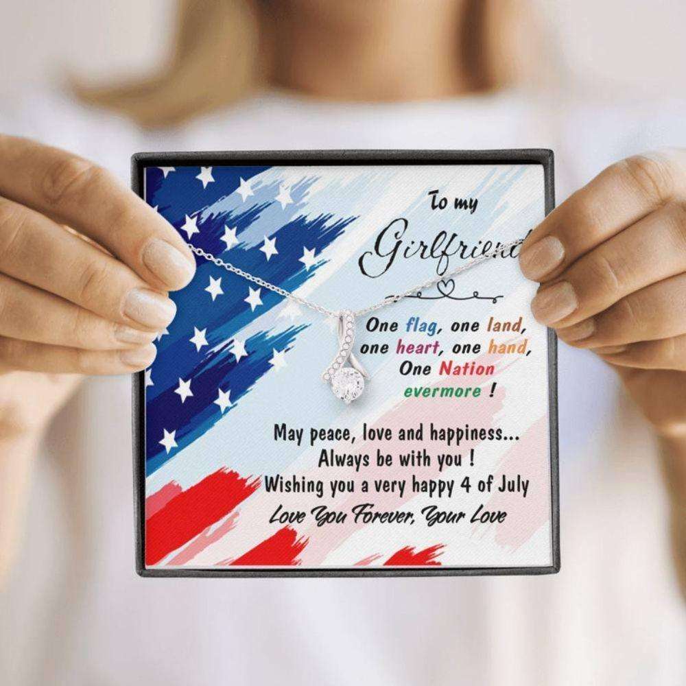 Girlfriend Necklace, Happy 4 Of July Gift For Girlfriend, Independence Day Gift For Her From Boyfriend, Patriotic Necklace For Girlfriend Gifts For Friend Rakva