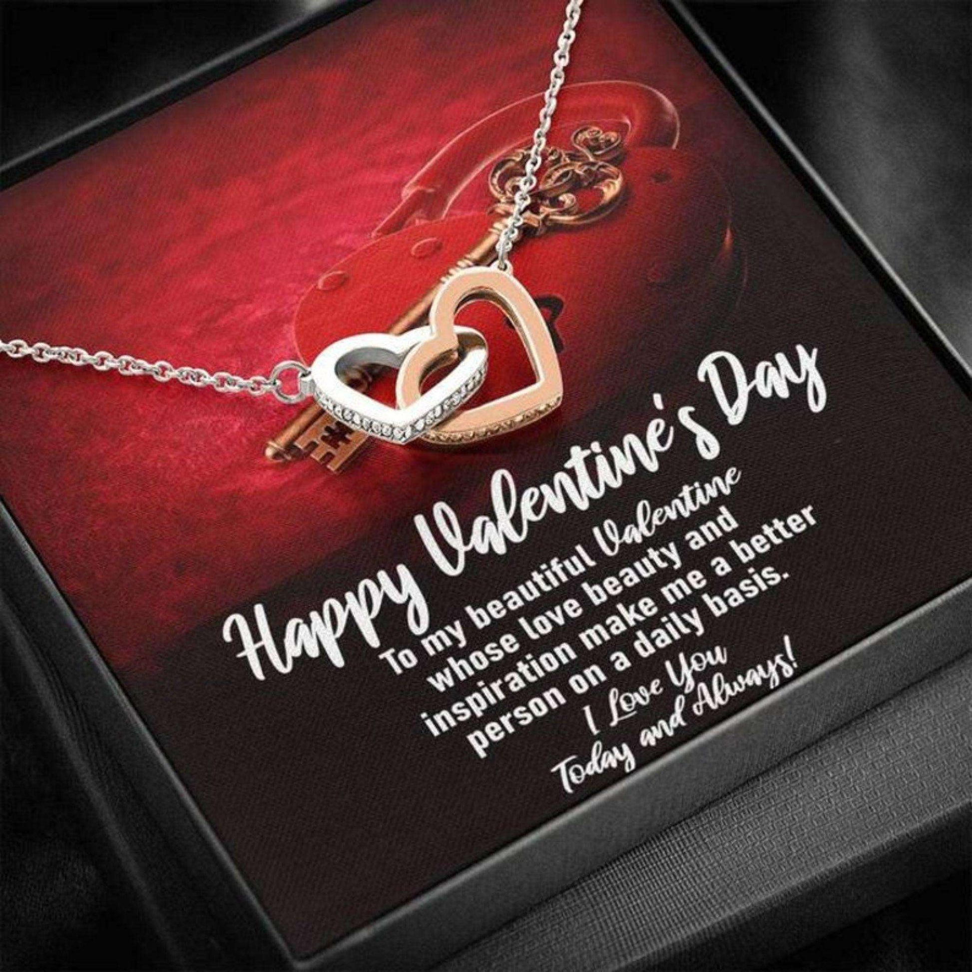 Girlfriend Necklace, Happy Valentine’S Day Heart Necklace, My Beautiful Valentine, Girlfriend Gifts, Wife Gifts Gifts For Friend Rakva