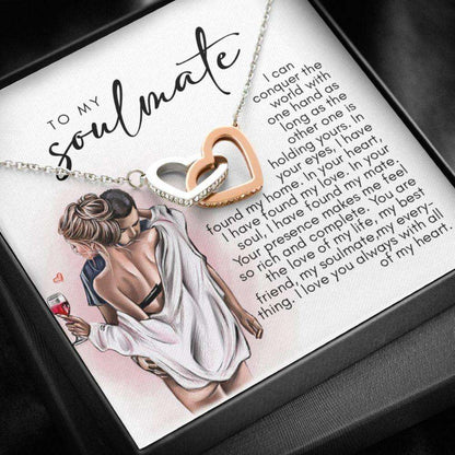 Girlfriend Necklace, Jewelry Gift For Girlfriend, To My Soulmate Hearts Necklace With Message Card & Gift Box Gift For Bride Rakva