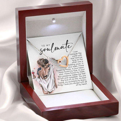 Girlfriend Necklace, Jewelry Gift For Girlfriend, To My Soulmate Hearts Necklace With Message Card & Gift Box Gift For Bride Rakva