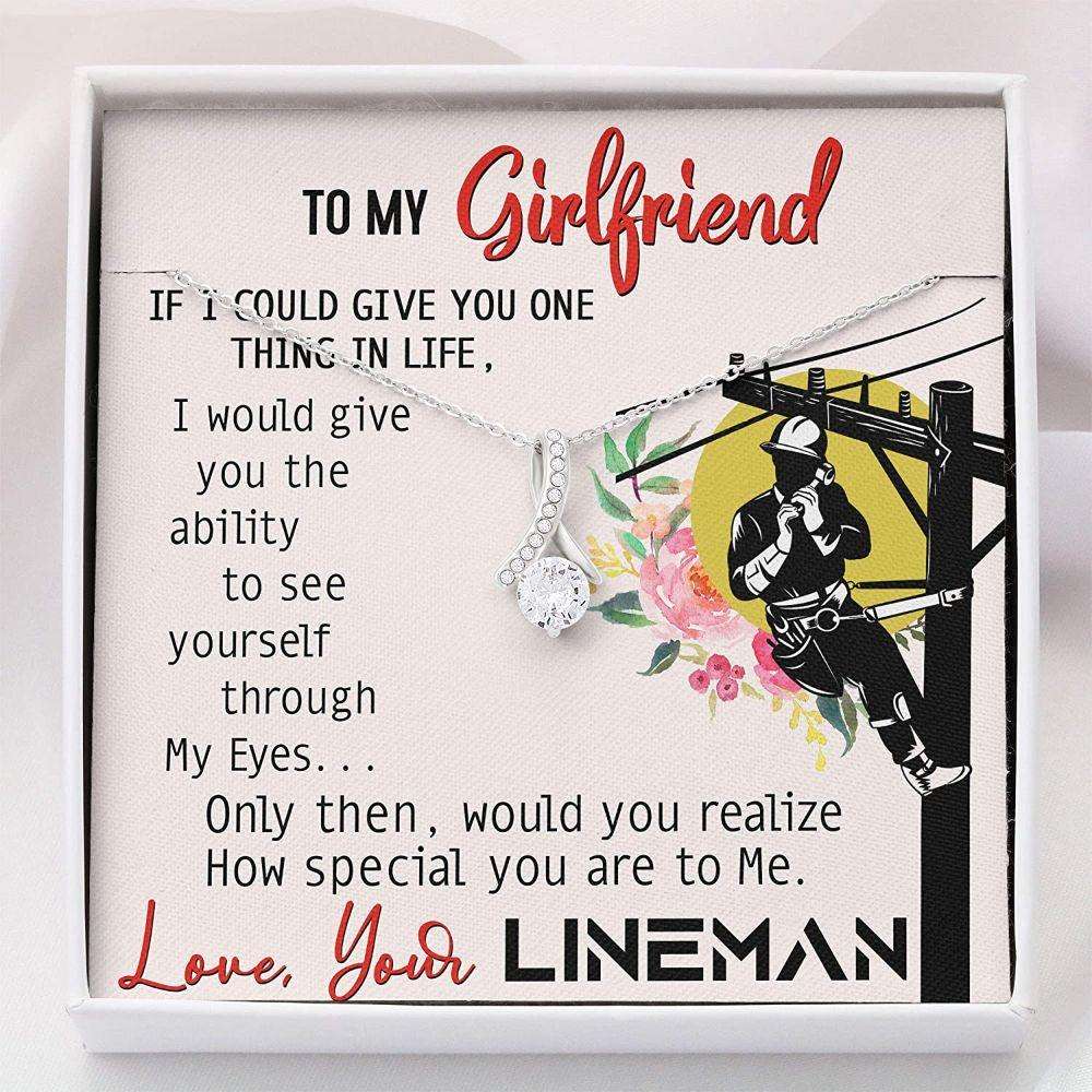 Girlfriend Necklace, Lineman’S Girlfriend Necklace “ Gift For Girlfriend “ Necklace With Gift Box Gifts For Friend Rakva