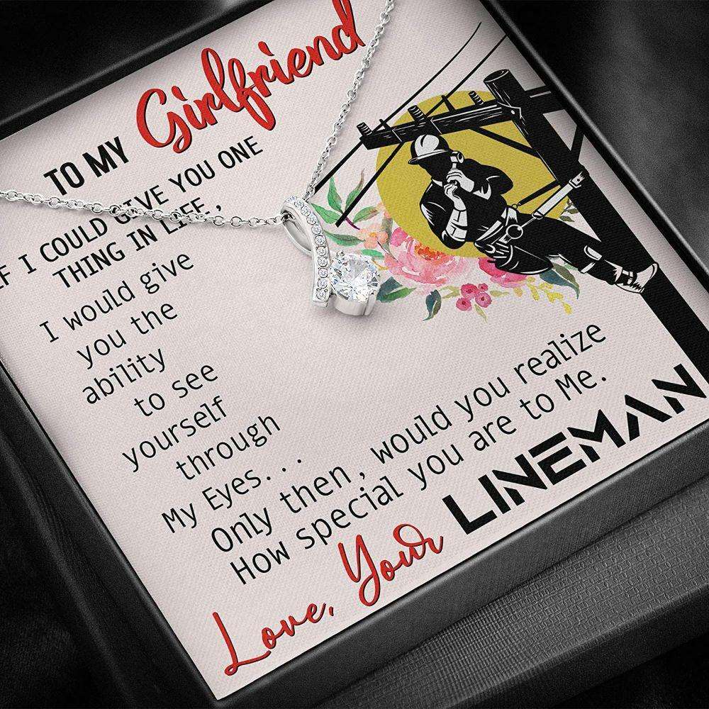 Girlfriend Necklace, Lineman’S Girlfriend Necklace “ Gift For Girlfriend “ Necklace With Gift Box Gifts For Friend Rakva