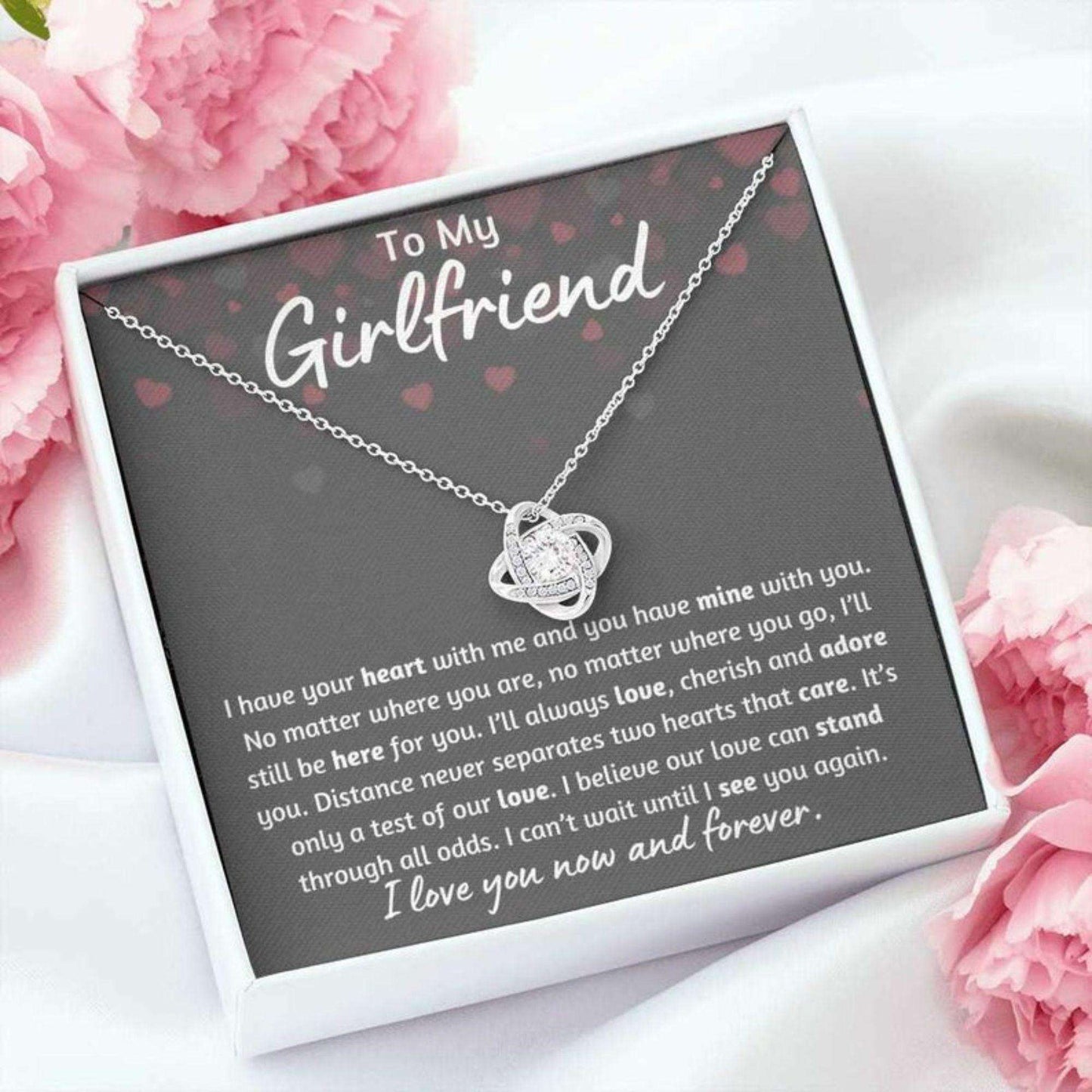 Girlfriend Necklace, Long Distance Girlfriend Birthday Anniversary Necklace Gift For Military Girlfriend, Valentines Day Necklace Gift Gifts For Friend Rakva