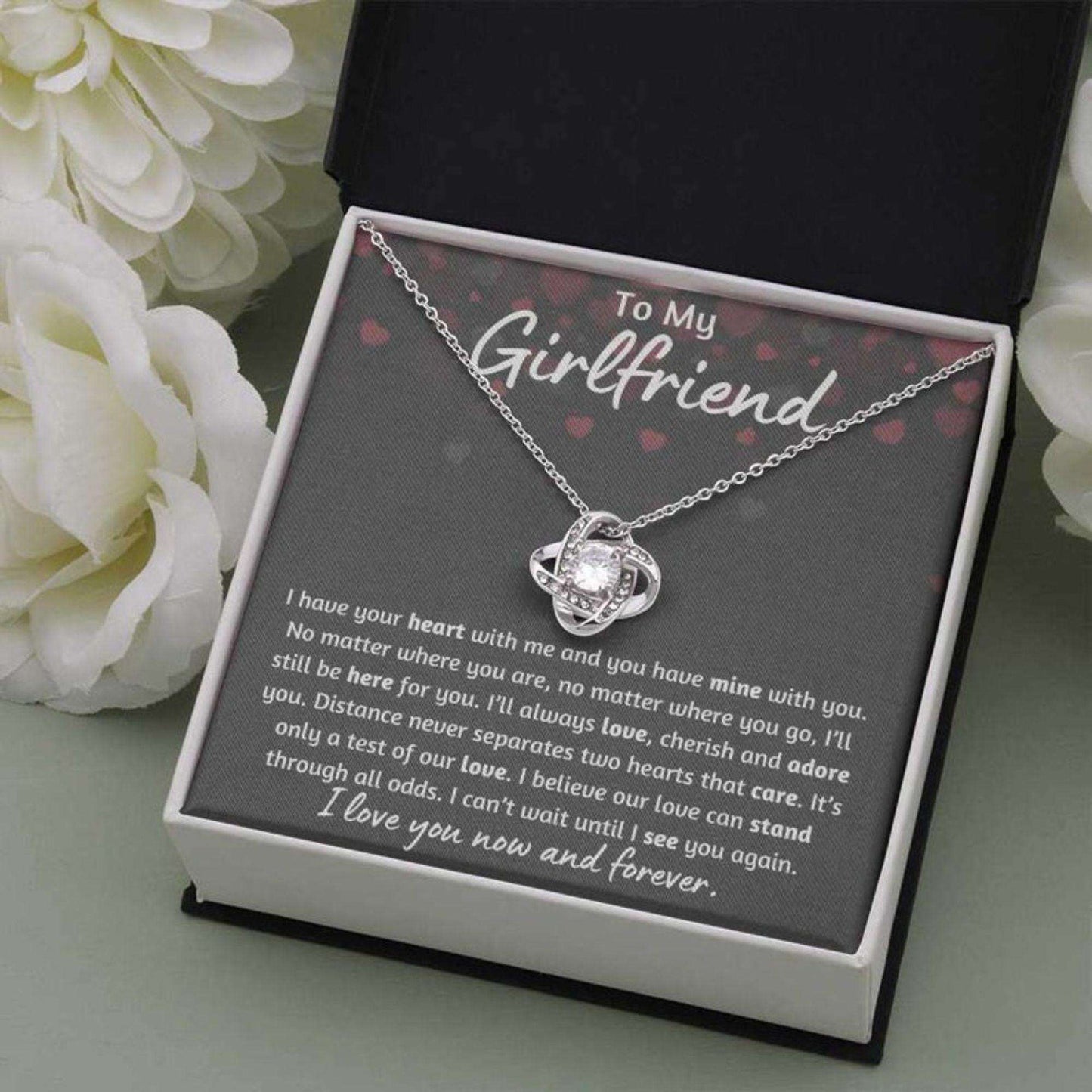 Girlfriend Necklace, Long Distance Girlfriend Birthday Anniversary Necklace Gift For Military Girlfriend, Valentines Day Necklace Gift Gifts For Friend Rakva