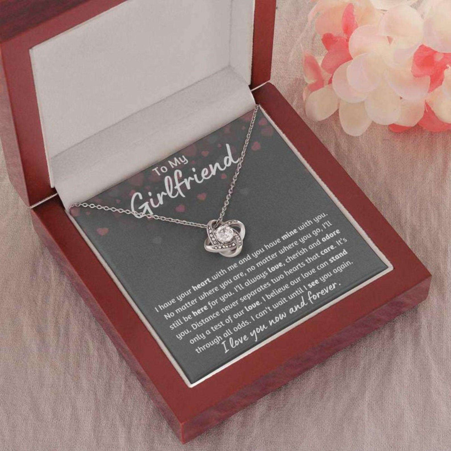 Girlfriend Necklace, Long Distance Girlfriend Birthday Anniversary Necklace Gift For Military Girlfriend, Valentines Day Necklace Gift Gifts For Friend Rakva