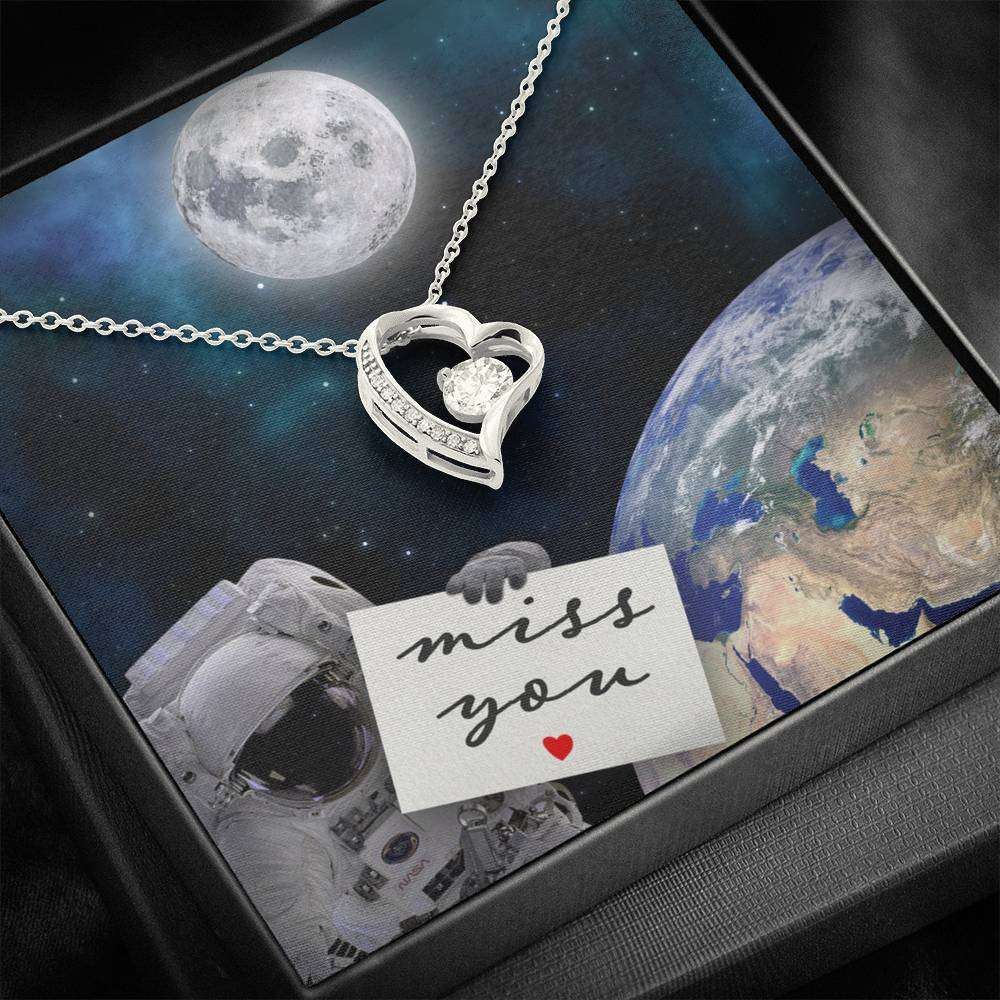 Girlfriend Necklace, Miss You Astronaut “ Forever Love Necklace Gifts For Friend Rakva