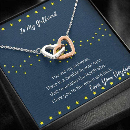 Girlfriend Necklace, Moon And Stars Girlfriend Gift “ Girlfriend Necklace “ Gift Necklace Message Card Gifts For Friend Rakva