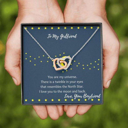 Girlfriend Necklace, Moon And Stars Girlfriend Gift “ Girlfriend Necklace “ Gift Necklace Message Card Gifts For Friend Rakva