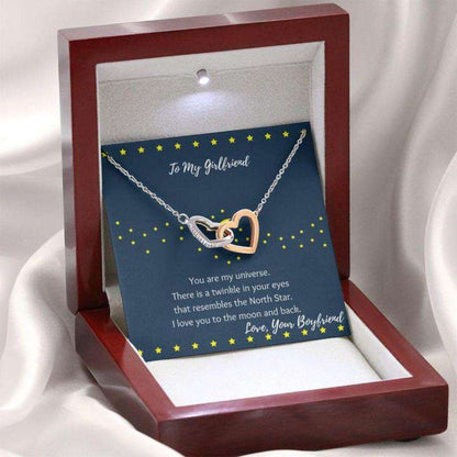 Girlfriend Necklace, Moon And Stars Girlfriend Gift “ Girlfriend Necklace “ Gift Necklace Message Card Gifts For Friend Rakva