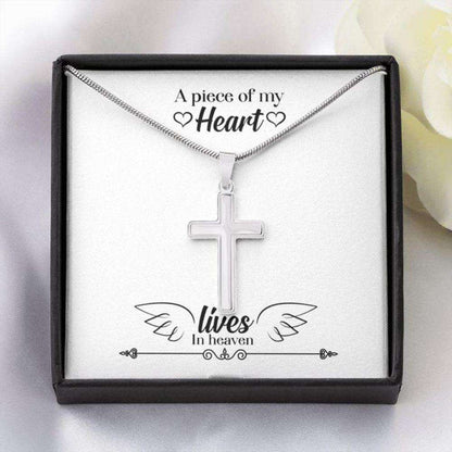 Girlfriend Necklace, Piece Of My Heart Lives In Heaver “ Forever Faithful Cross Necklace “ Gift Necklace Message Card Gifts For Friend Rakva