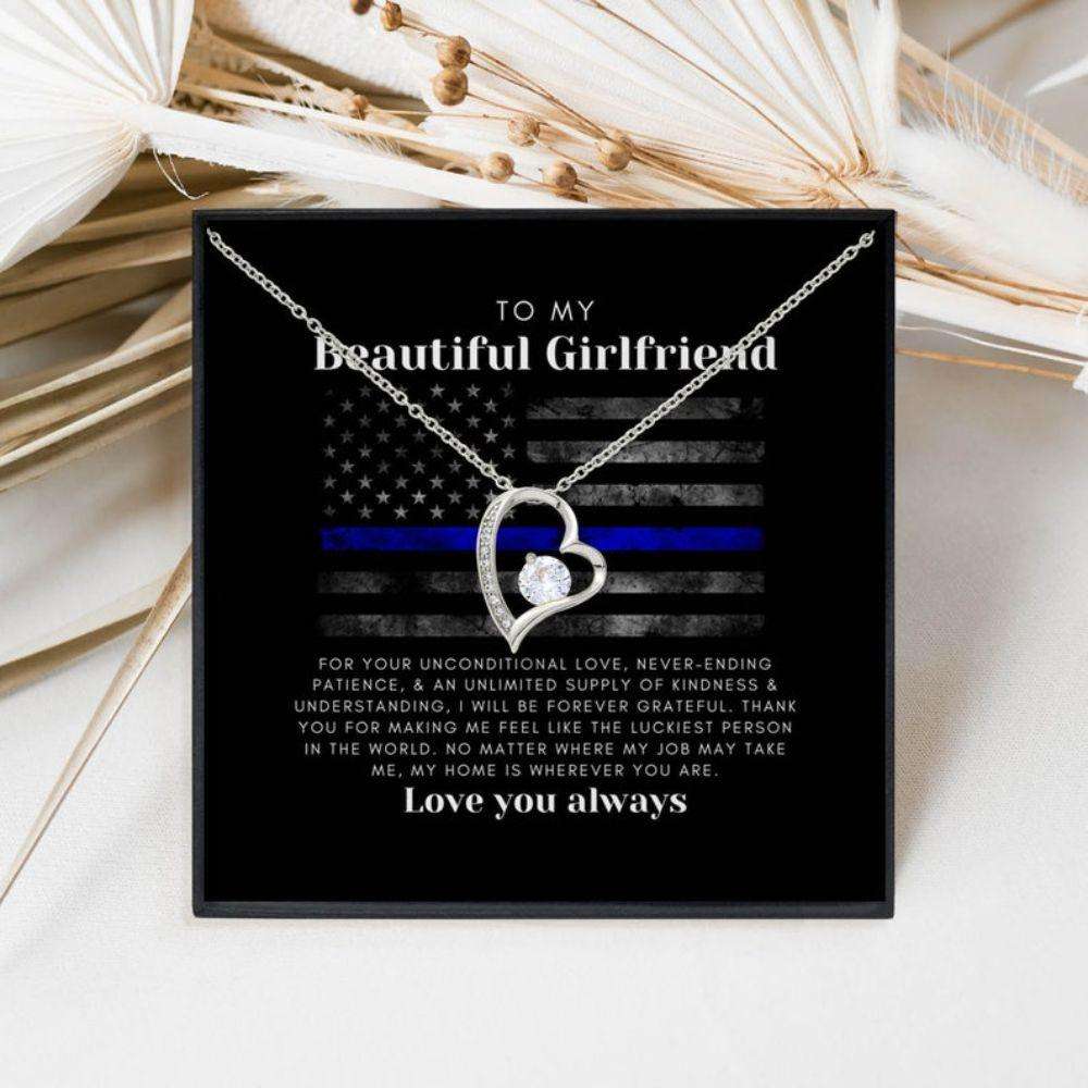 Girlfriend Necklace, Police Girlfriend Gift: Forever Love Necklace, Gift For Sheriff, Cop, Leo Gifts For Friend Rakva