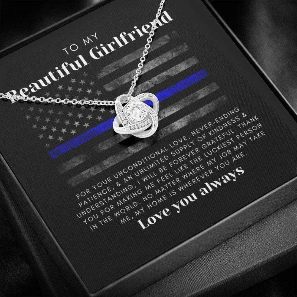 Girlfriend Necklace, Police Girlfriend Gift: Love Knot Necklace, Gift For Sheriff, Cop Gifts For Friend Rakva