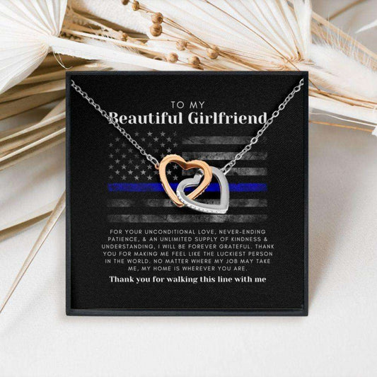 Girlfriend Necklace, Police Girlfriend Gift: Two Hearts Necklace, Gift For Sheriff, Cop, Leo Gifts For Friend Rakva