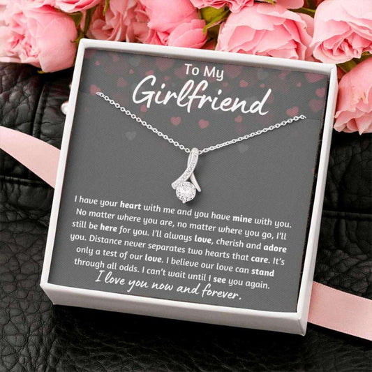 Girlfriend Necklace, Ribbon, Long Distance Girlfriend Gift, Necklace Gift For Military Girlfriend, Valentines Day Necklace Gifts For Friend Rakva