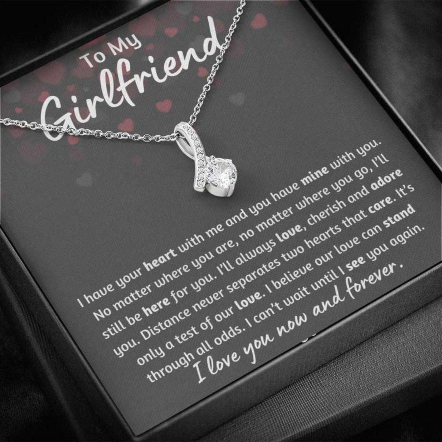 Girlfriend Necklace, Ribbon, Long Distance Girlfriend Gift, Necklace Gift For Military Girlfriend, Valentines Day Necklace Gifts For Friend Rakva