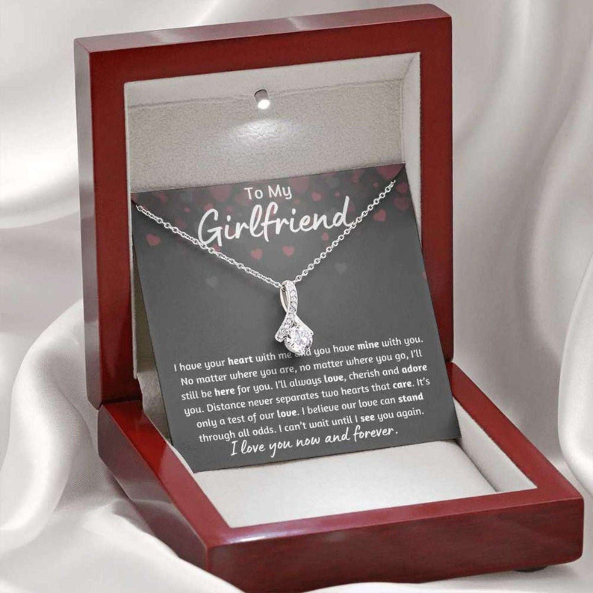 Girlfriend Necklace, Ribbon, Long Distance Girlfriend Gift, Necklace Gift For Military Girlfriend, Valentines Day Necklace Gifts For Friend Rakva