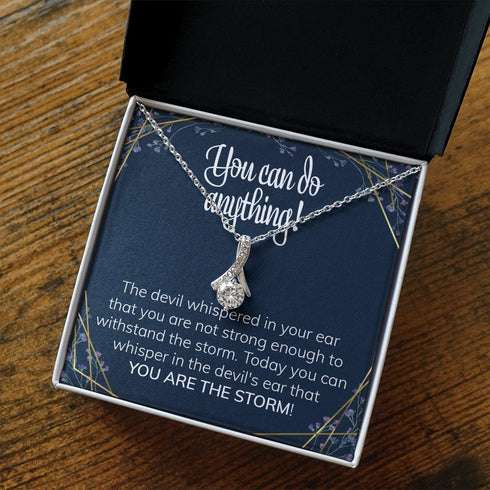 Girlfriend Necklace, Survivor Congratulations Gift Ribbon Necklace Fighter Warrior Accomplishment Present Meaningful Achievement Gift For Her Gifts For Friend Rakva