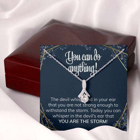 Girlfriend Necklace, Survivor Congratulations Gift Ribbon Necklace Fighter Warrior Accomplishment Present Meaningful Achievement Gift For Her Gifts For Friend Rakva