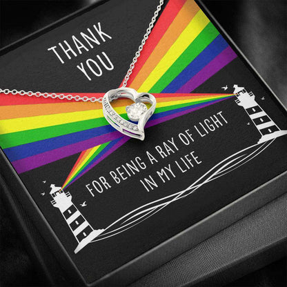 Girlfriend Necklace, Thank You For Being A Ray Of Light In My Life “ Lesbian Gay Lgbtq Forever Love Necklace Gifts For Friend Rakva