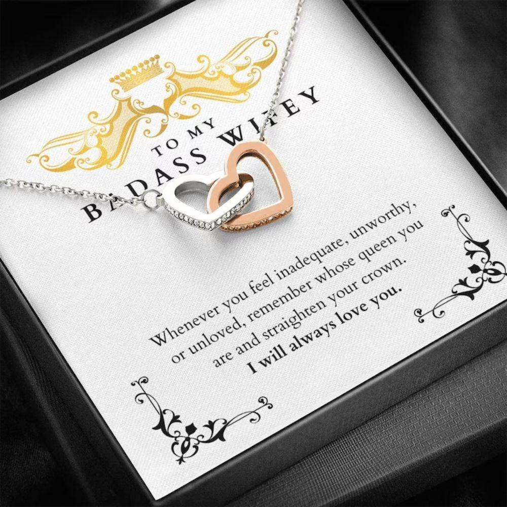 Girlfriend Necklace, To My Badass Wifey Necklace “ Birthday Gift “ Best Friend Gift “ Anniversary Gifts For Friend Rakva