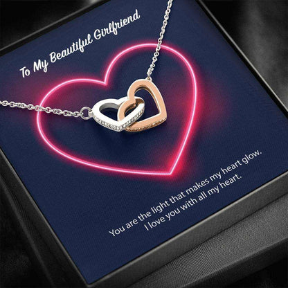 Girlfriend Necklace, To My Beautiful Girlfriend Interlocking Hearts Necklace Gift For Bride Rakva