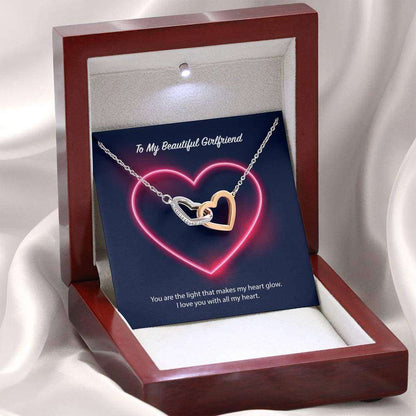 Girlfriend Necklace, To My Beautiful Girlfriend Interlocking Hearts Necklace Gift For Bride Rakva