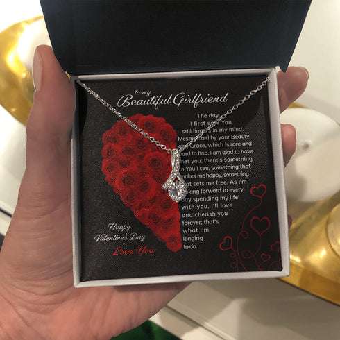 Girlfriend Necklace, To My Beautiful Girlfriend Valentine’S Day Gift Necklace In A Box With Romantic Poem Gifts For Friend Rakva