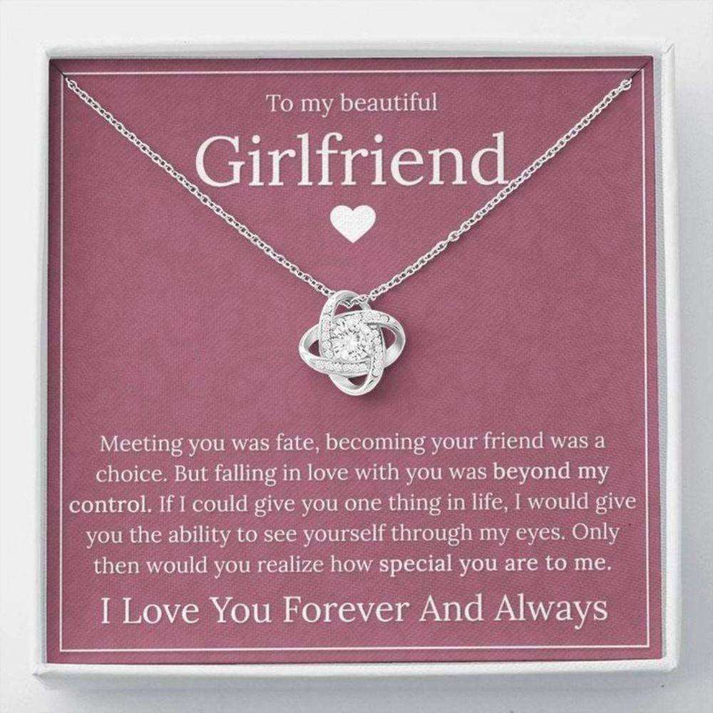 Girlfriend Necklace, To My Beautiful Girlfriend, Viking Love Knot Necklace Gift For Her, Jewelry Box For Women, Trending Necklace Gifts For Friend Rakva