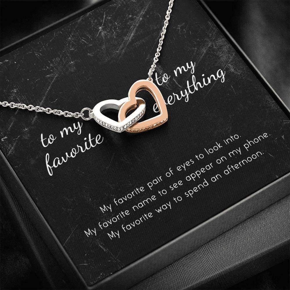 Girlfriend Necklace, To My Favorite, To My Everything Interlocking Hearts Necklace Gift For Bride Rakva